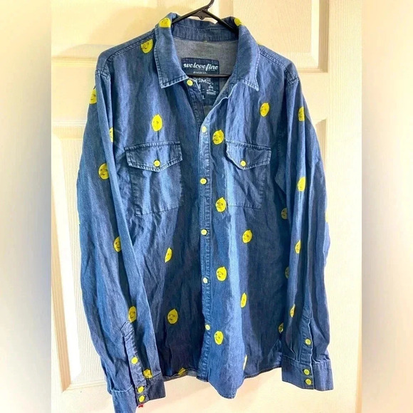 Adventure Time -  We Love Fine - Lemongrab Denim Button up Shirt - Never Worn🍋 - Picture 3 of 11